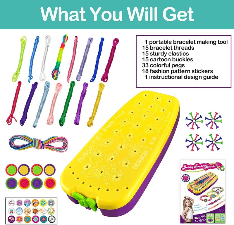 Topdiaos Friendship Bracelet Making Kit Toys, Ages 7 8 9 10 11 12 Year Old Girls Gifts Ideas, Birthday Present for Teen Girl, Arts and Crafts String Maker Tool, Bracelet DIY, Kids Travel Activity Set - Image 2